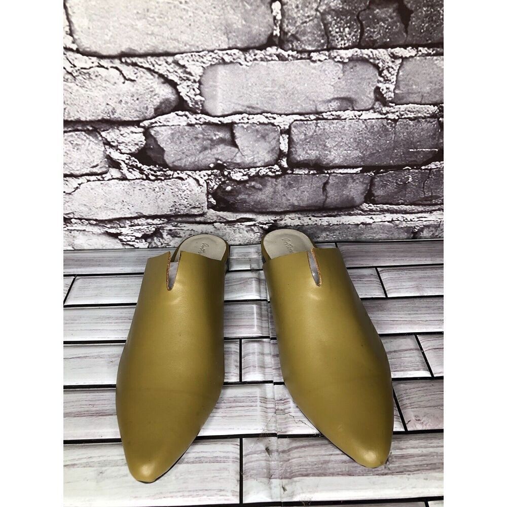 Antonio Miguel Mango Green Leather Center Cut Mules Flats Women Sz 5M US/35EU - Picture 15 of 16